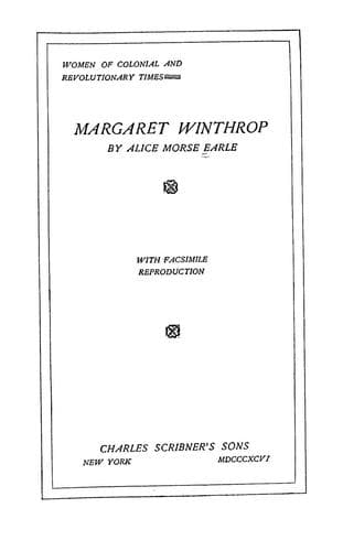 Tapa de Margaret Winthrop