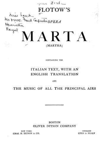Tapa de Flotow's opera Marta