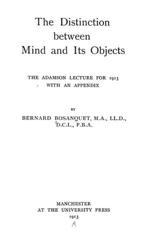 Tapa de The distinction between mind and its objects