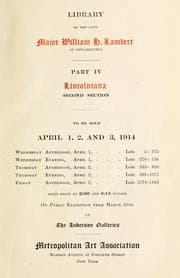 Tapa de Library of the late Major William H. Lambert of Philadelphia