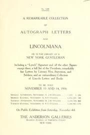 Tapa de A remarkable collection of autograph letters and Lincolniana from the library of a New York gentleman
