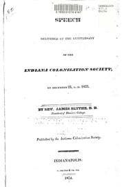 Tapa de A speech delivered at the anniversary of the Indiana Colonization Society, on December 23, A.D. 1833