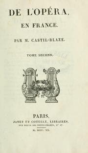 Tapa de De l'opéra en France