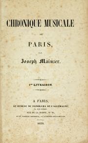 Tapa de Chronique musicale de Paris