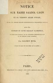 Tapa de Notice sur Rabbi Saadia Gaon et sa version arabe d'Isaie