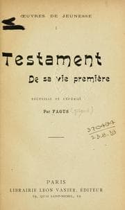 Tapa de Testament de sa vie première, recueilli et expurgé par Fagus