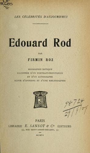 Tapa de Édouard Rod