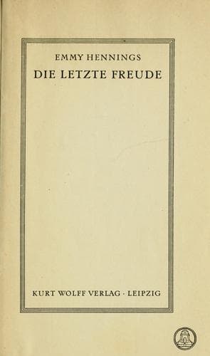Tapa de Die letzte Freude