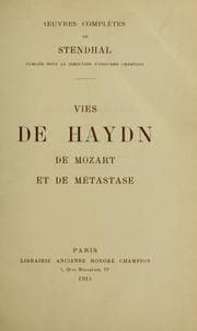 Tapa de Vies de Haydn, de Mozart et de Métastase [par] Stendhal