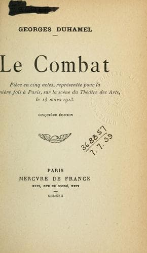 Tapa de Le combat, pièce en cinq actes