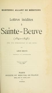Tapa de Lettres inédites à Sainte-Beuve (1841-1848) avec une introd. et des notes