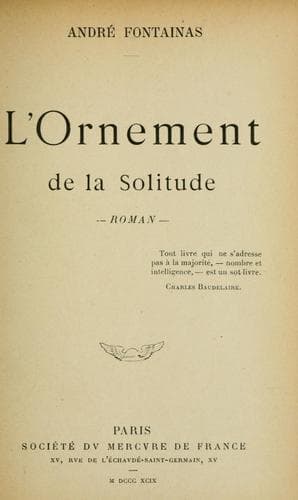 Tapa de L'ornement de la solitude