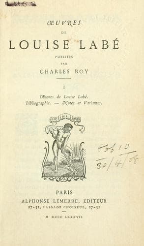 Tapa de uvres de Louise Labé