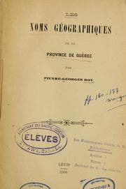 Tapa de Les noms géographiques de la province de Québec \