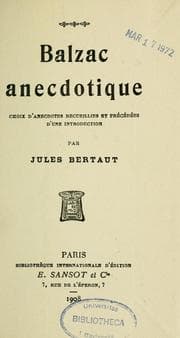 Tapa de Balzac anecdotique