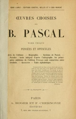 Tapa de Oeuvres choisies de B. Pascal