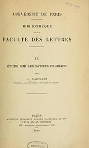 Tapa de Étude sur les Satires d'Horace
