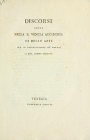 Tapa de Discorsi letti nella R. Veneta accademia di belle arti per la distribuzione de' premii li XIII. agosto MDCCCIX