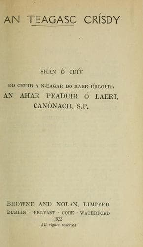 Tapa de An teagasc crísdy