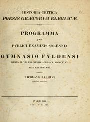 Tapa de Historia critica poesis graecorum elegiacae