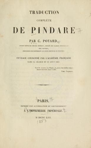Tapa de Traduction complète de Pindare
