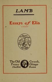 Tapa de Essays of Elia (chosen)