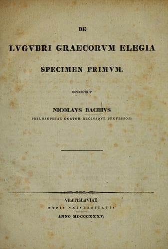 Tapa de De lugubri graecorum elegia, specimen primum