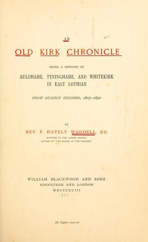 Tapa de An old kirk chronicle