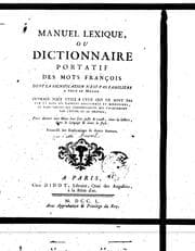 Tapa de Manuel lexique, ou, Dictionnaire portatif des mots françois --