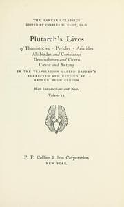 Tapa de Plutarch's lives of Themistocles, Pericles, Aristides, Alcibiades, and Coriolanus, Demosthenes, and Cicero, Cæsar and Antony