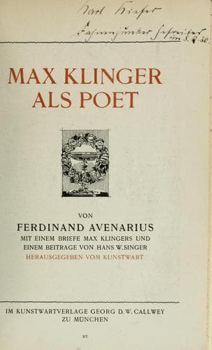 Tapa de Max Klinger als Poet