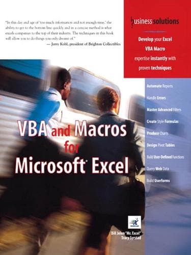 Tapa de VBA and Macros for Microsoft Excel