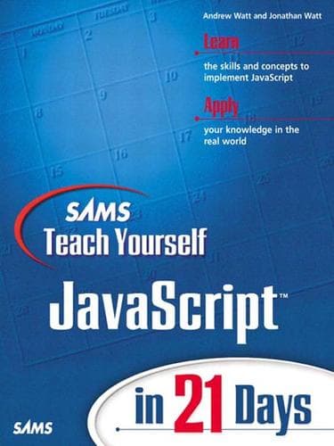 Tapa de Sams Teach Yourself JavaScript in 21 Days