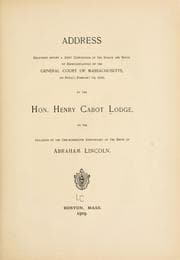 Tapa de Address delivered before a joint convention of the Senate and House of representatives of the General court of Massachusetts