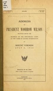 Tapa de Address of President Woodrow Wilson delivered before the members of the diplomatic corps
