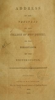 Tapa de Address of the trustees of the College of New-Jersey