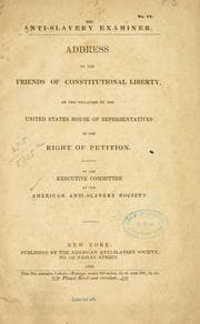Tapa de Address to the friends of contitutional liberty, on the violation by the United States House of representatives of the right of petition