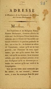 Tapa de Adresse à Messieurs de la Commune du District des Carmes Déchaussés