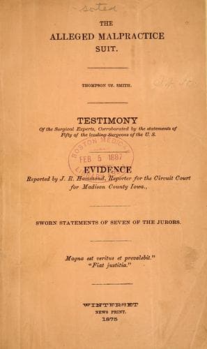 Tapa de The alleged malpractice suit.