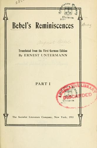 Tapa de Bebel's reminiscences