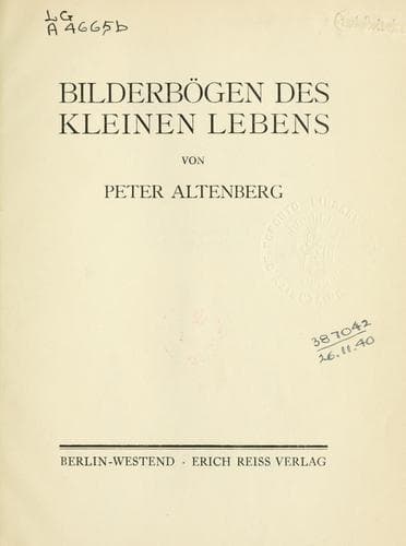 Tapa de Bilderbögen des kleinen Lebens.