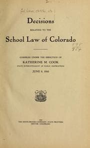 Tapa de Decisions relating to the school law of Colorado