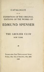 Tapa de Catalogue of an exhibition of the original editions of the works of Edmund Spenser
