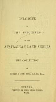 Tapa de Catalogue of the specimens of the Australian land shells in the collection