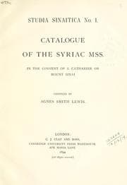 Tapa de Catalogue of the Syriac MSS. in the Convent of S. Catharine on Mount Sinai