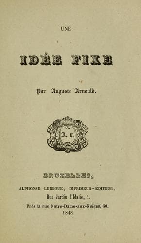 Tapa de Une idée fixe