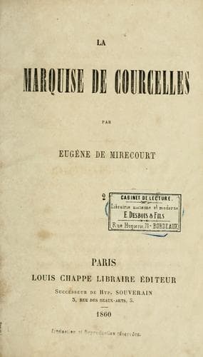 Tapa de La marquise de Courcelles