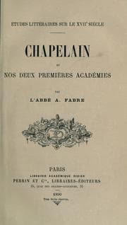 Tapa de Chapelain et nos deux premières académies