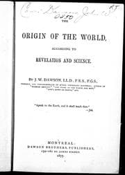 Tapa de The origin of the world, according to revelation and science