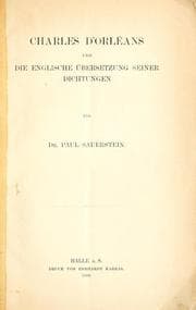 Tapa de Charles d'Orléans und die englische Übersetzung seiner Dichtungen